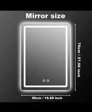 LED Lighted Anti-Fog Touch Dimmable Bathroom Mirror 50x70cm Wall Mounted