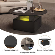 LED Coffee Table with 2 Drawers Cocktail Sofa Center Table for Living Room