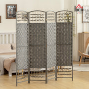 6 Panel Room Divider Folding Privacy Screen with Pine Wood Frame Refurbished