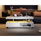 Led Coffee Table With 2 Drawer Storage, High Gloss Coffee Table For Living Room