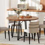 GYMAX 47 Inch Dining Table Round Kitchen Table for 4-6 People Brown