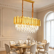 Modern Gold Crystal 3-Tier K9 Oval Chandelier Crystal Light Fixture 80*30cm