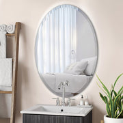 50x70cm Self Adhesive Wall Mounted Bathroom Mirror Plain Frameless Oval Mirrors