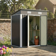 Garden Shed 6X4FT Metal Pent Roof Outdoor Storage Tool House with Lockable Door