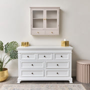 Pink Reeded Glass Wall Cabinet with Drawers cupboard wall shelving shelf