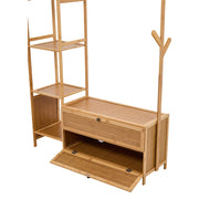 Heavy Duty Wooden Hanging Clothes Garment Rail Corner Open Wardrobe Storage Rack