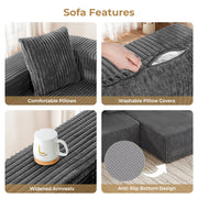 JUMBO CORD MODULAR L SHAPE CORNER SOFA 4 SEATER FURNITURE SETTEE SUITE POUFFE UK