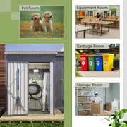 Metal Garden Shed 152x72x182cm Outdoor Storage Pent Roof Tool Shed Grey