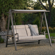 SunVilla Pine Knoll 2 Seater Cushioned Garden Swing Seat Canopy Beige Aluminium