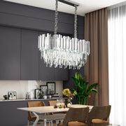 Luxury Crystal Chandelier for Dining Room,10 Lights Modern Crystal Pendant Light