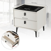 LED Nightstand Smart Bedside Table Modern End Table With USB Ports & Drawer