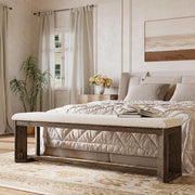 63-Inch Modern Solid Wood Entryway Bench with Upholstered Cushion for Hallway