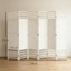 6 Panel Room Divider Folding Privacy Screen with Pine Wood Frame Refurbished