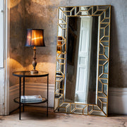 Large Gold Full Length Leaner Wall Mirror 157x80cm Bevelled Modern Glass