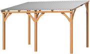 3x3m Wooden Lean-to Hardtop Gazebo Pergola Waterproof Rust-Resistant