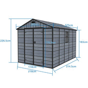 8X10FT Plastic Garden Shed Apex with Floor Window Lockable Door Wood Grain Grey
