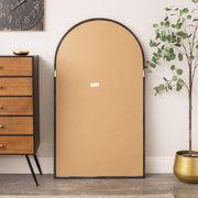 Large Dark Wood Framed Arched Leaner Mirror - 90cm x 158cm