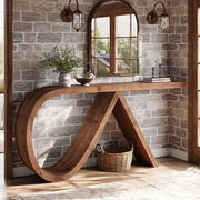 145cm Solid Wood Console Table Long Farmhouse Narrow Entryway Table for Hallway