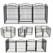 Strong Pet Dog Playpen Garden Enclosure 8 Panel Cat Cage Metal Fence With latch