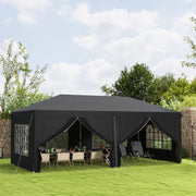 3x6m Garden Pop Up Gazebo Canopy Tent Marquee w/ Carry Bag, Black