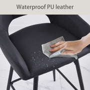 Set of 2 Bar Stools Velvet/PU Metal Legs Breakfast Stools Armrest Padded Chairs