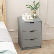 Grey Oak Bedside Cabinet 3 Drawer Side Table Night Stand Metal Runners Stratford