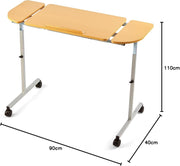 Tilting Over Bed & Chair Table Adjustable Height & Width with Lockable Castors