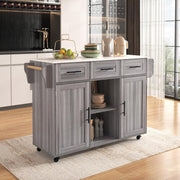 Kitchen Island Cart !SALE! Rolling Storage Cabinet Drop Leaf Trolley Grey