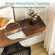 39-Inch Small Industrial Console Table Entryway Table with Geometric Metal Base