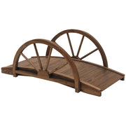 Wooden Garden Bridge Lawn Décor Stained Finish Arc Outdoor Pond Walkway