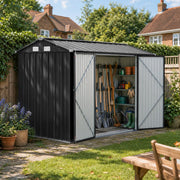 10 x 7ft Metal Garden Shed Apex Roof Outdoor Storage Sheds Tool House Lockable