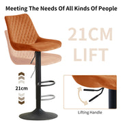 4PCS Swivel Bar Stools Velvet/Faux Suede Breakfast Adjustable Height Bar Chair