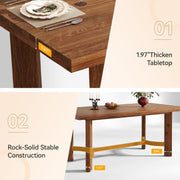 63-Inch Solid Wood Dining Table Modern Rectangular Kitchen Table for 4-6 People