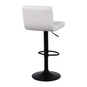 2 X White Bar Stools Breakfast Chairs Faux Leather Swivel, Black Metalwork