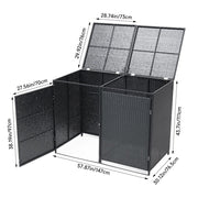 Double Wheelie Bin Storage Garden Rubbish Dustbin 2 Shed PE Rattan Store Cover