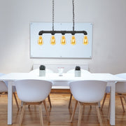 Industrial Pipe Chandelier 5 Way Pendant Ceiling Light Kitchen Dining Island E27