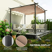 3x3m Outdoor Pergola Metal Gazebo Porch Awning Retractable Canopy