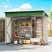 Outdoor Storage Shed, 7.5 x 4.3ft Metal Garden Shed, Green, Refurbished