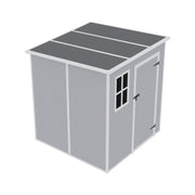 6X6ft Outdoor Storage Shed Plastic Garden House w/ Window Floor & Lockable Door