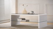 Coffee Table White High Gloss 2 Tier Black Galaxy Glitter Glass Top Rectangle