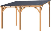 Lean-to Hardtop Gazebo Outdoor Wood Cedar Wall Mounted Pergola for Patio Decks