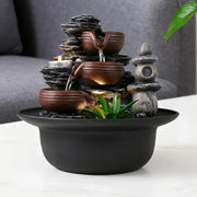 Water Feature Indoor Tabletop LED Sound Fountain Waterfall Home Decor 3 Bowls