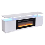 Living Room TV Stand Unit Cabinet with Electric Fireplace 12 Colour LED Lights