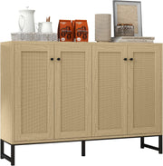 Sideboard Cabinet Rattan Doors Storage Console Farmhouse Natural Wood Unit
