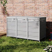 Wooden Triple Wheelie Bin Storage Store Outdoor Garden Rubbish Dustbin Shed UK