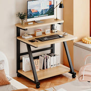 Computer Desk w/ Bottom Shelf,Rolling Study Desk PC Laptop Table for Home Office