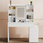 Dressing Table With 6 Drawers LED Mirror Set Makeup Desk Vanity Table Bedroom