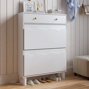 Modern Freestanding Shoe Cabinet Organizer with 2 Flip & 1 Pull-Out Drawers New