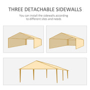 6m x 3m Garden Gazebo Marquee Canopy Party Tent Canopy Patio Dark Grey Outsunny