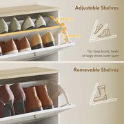 Narrow Shoe Cabinet with 4 Flip Drawers for 24 Pairs of Shoes White